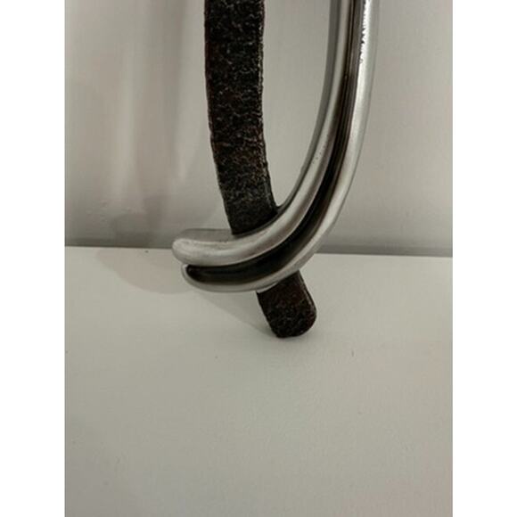 Faux Metal Wall Cross 13x9 Inch Christian Decor Brown Silver Farmhouse Style - Picture 8 of 13